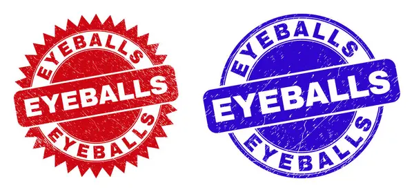 Runde Und Rosettenförmige Augenringe Flache Vektor Zerkratzte Wasserzeichen Mit Eyeballs — Stockvektor