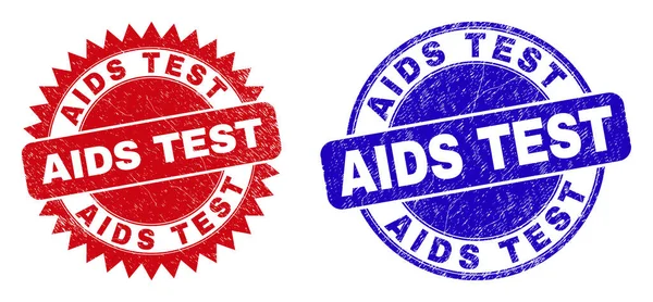 Ronde Rozet Aids Test Zegels Platte Vector Getextureerde Zegels Met — Stockvector