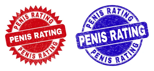 Rounded Rosette Penis Rating Seal Stamps Flat Vector Distress Seal — Stockový vektor