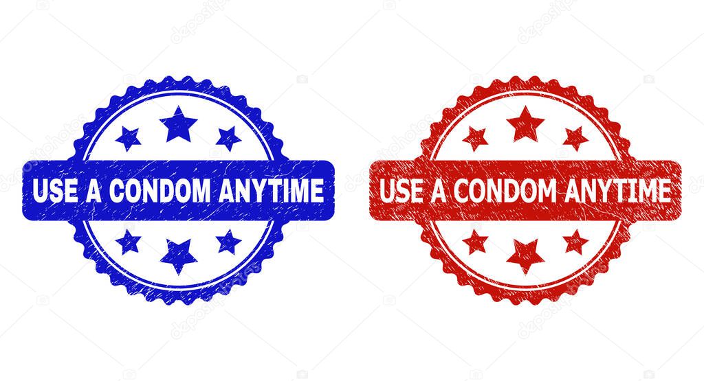 USE A CONDOM ANYTIME Rosette Stamp Seals Using Grunged Style