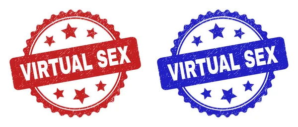 VIRTUAL Sex Rosette Seals with Distress Surface — стоковый вектор