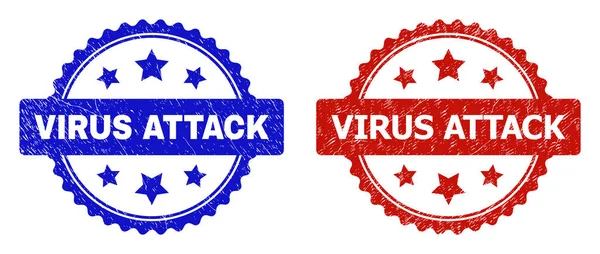 VIRUS ATTACK Sellos de Roseta Usando Superficie Corrojada — Vector de stock