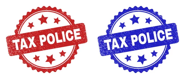 TAX POLICE Rosette Stamp Seals met onreine textuur — Stockvector