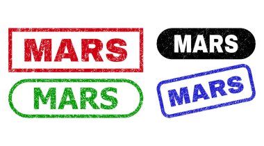 Grunge desenli MARS Dikdörtgen Mühürleri