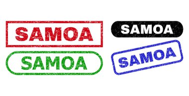 Çizik Doku ile SAMOA Dikdörtgen Mühürleri