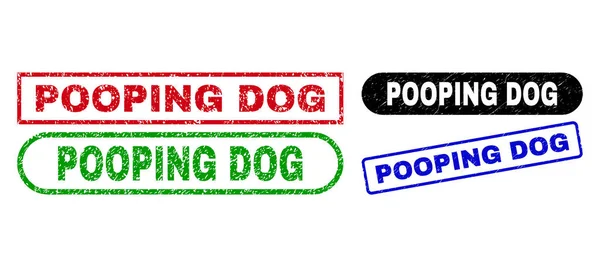 POOPING DOG Prostokątne pieczęcie pieczątek przy użyciu nieczystego stylu — Wektor stockowy