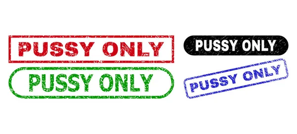 PUSSY ONLY Rectangle Watermarks with Corroded Style — Archivo Imágenes Vectoriales