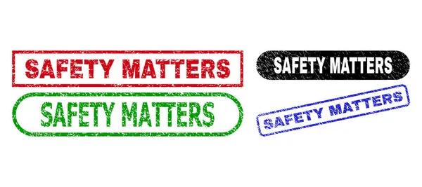 SAFETY MATTERS Rectangle Stamps Using Unclean Surface — Stock Vector