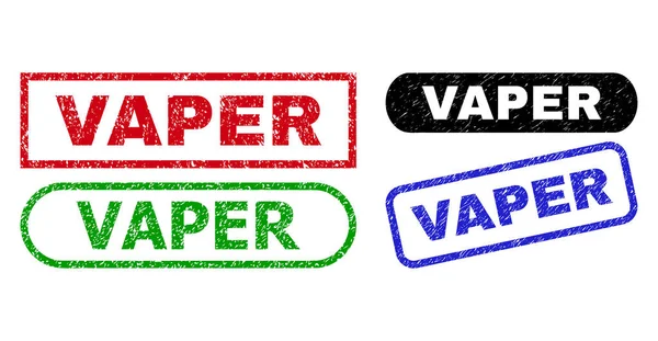 Selos retangulares VAPER com textura corrodada —  Vetores de Stock