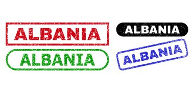 Grunged Doku ile ALBANIA Dikdörtgen Damgaları