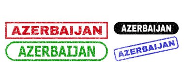 Aşınmış Yüzeyle AZERBAIJAN Dikdörtgen Filigranı