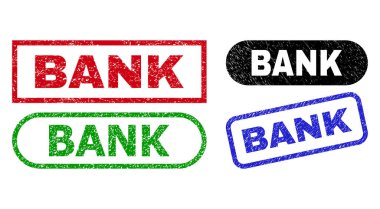 Grunge Biçimini kullanarak BANK Dikdörtgen Damga Mühürleri