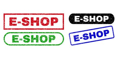 E- Shop Dikdörtgen Damga Mührü Grunged Surface Kullanılıyor