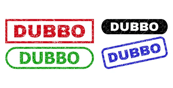 Ορθογώνιες σφραγίδες DUBBO με διαβρωμένο στυλ — Διανυσματικό Αρχείο
