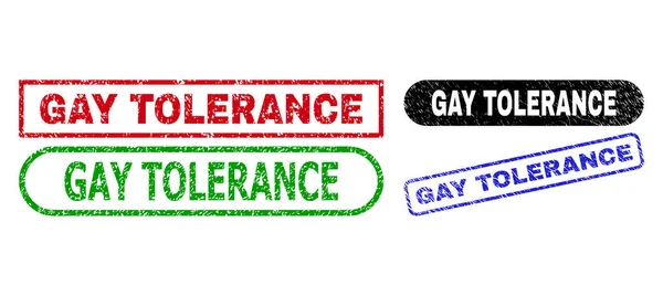 GAY TOLERANCE Rectangle Watermarks with Scratched Style — Stock Vector