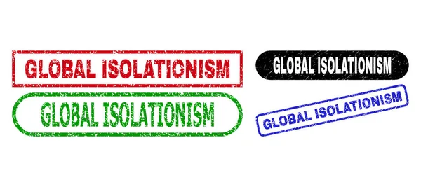 GLOBAL ISOLATIONISM rektangel stämplar med Corroded Texture — Stock vektor