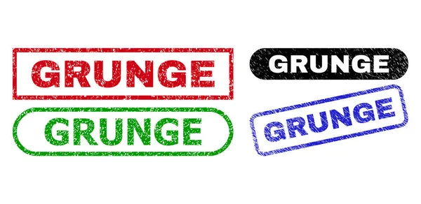 GRUNGE Rectangle Stamp Seals Using Grunge Texture — Stock Vector