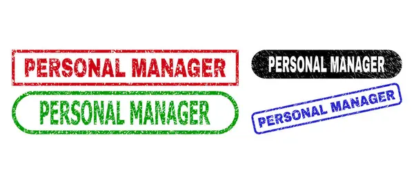 PERSONAL MANAGER Guarnizioni rettangolari con texture impura — Vettoriale Stock