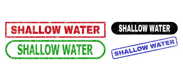 SHALLOW WATER Rectangle Watermarks with Corroded Style - Stok Vektor