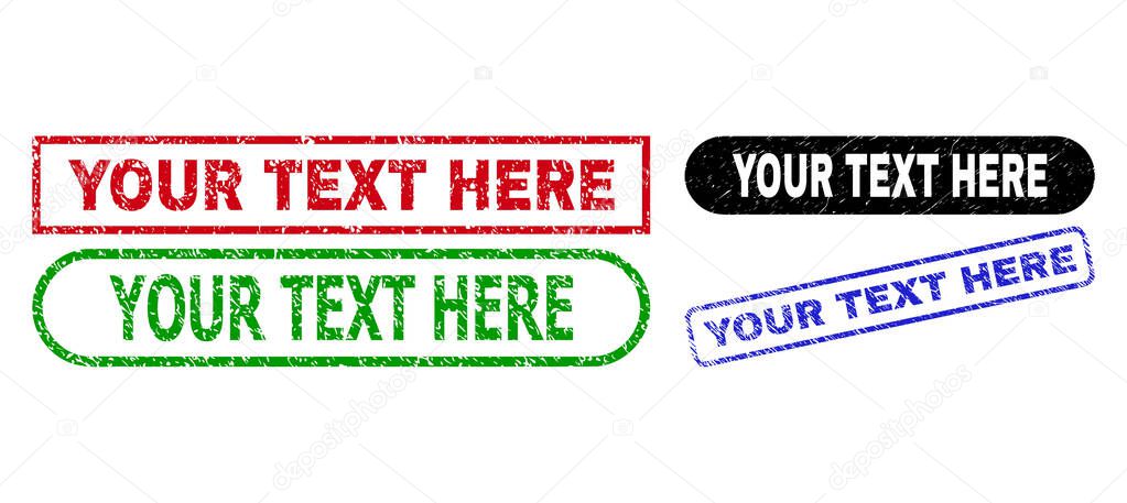 YOUR TEXT HERE Rectangle Seals Using Rubber Texture