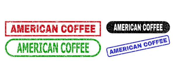 AMERIKANSKA COFFEE rektangel tätningar med hjälp av oren yta — Stock vektor