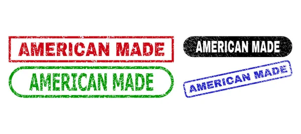 Selos de selo de retângulo AMERICAN MADE com estilo impuro —  Vetores de Stock
