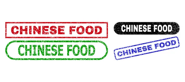 CHINESE FOOD Prostokątne pieczęcie pieczątek przy użyciu nieczystego stylu — Wektor stockowy