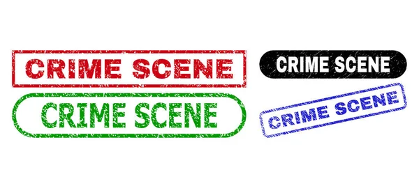 Sceau de timbre rectangulaire CRIME SCÈNE utilisant une surface grunge — Image vectorielle