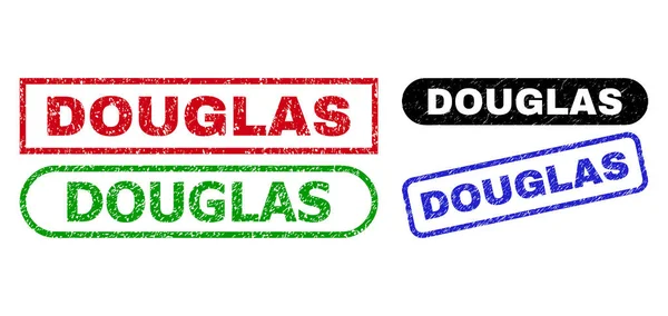 Ορθογώνιες σφραγίδες DOUGLAS με τη χρήση grunged υφής — Διανυσματικό Αρχείο