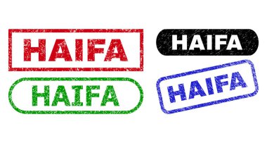 HAIFA Dikdörtgen Mühürleri Grunged Surface Kullanılıyor