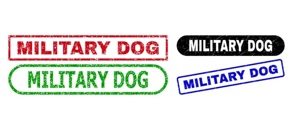 MILITARY DOG Rectangle Stamp Seals Using Corroded Texture — Stock Vector