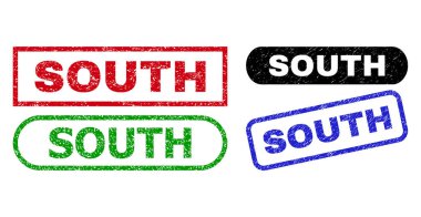 Grunge Surface ile Güney Dikdörtgen Mühürleri