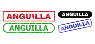 Kirli Yüzeyli AnGUILLA Dikdörtgen Damgaları