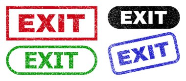 EXIT Dikdörtgen Damga Mühürleri Grunge Biçimini Kullanıyor