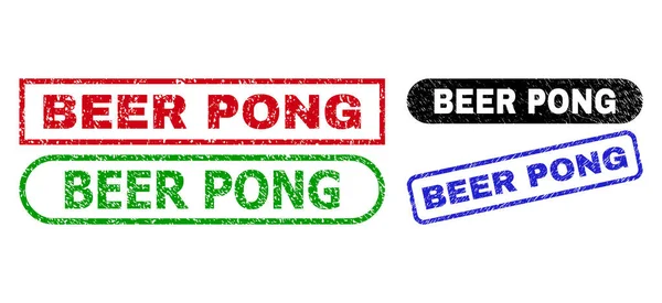 BEER PONG rektangel tätningar med hjälp av gummi textur — Stock vektor