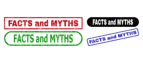 FACTS DAN MYTHS Segel Stamp persegi panjang dengan Gaya Distress - Stok Vektor