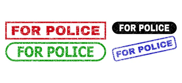 ΓΙΑ την αστυνομία ορθογώνια σφραγίδες χρησιμοποιώντας scratched επιφάνεια — Διανυσματικό Αρχείο
