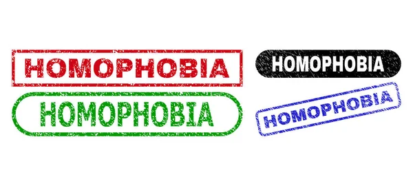 HOMOFOBIA Afdichtingen rechthoek met grunge stijl — Stockvector