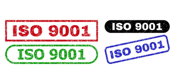 ISO 9001 Prostokątne znaki wodne wykorzystujące styl Grunge — Wektor stockowy