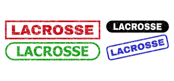 LACROSSE Rectangle Stamp Seals with Corroded Texture — Stock Vector