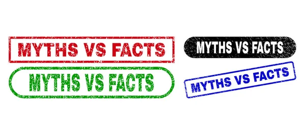 MYTHS VS FACTS Perangko Panjang dengan Gaya Grunge - Stok Vektor