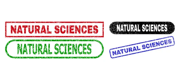NATURAL SCIENCES Rectangle Watermarks Using Grunged Style — Stock Vector