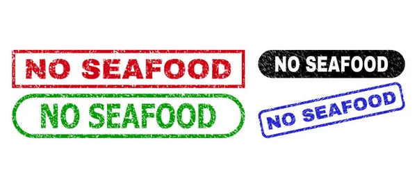 ΟΧΙ Σφραγίδες ορθογωνίου SEAFOOD με τη χρήση γρατσουνισμένης επιφάνειας — Διανυσματικό Αρχείο