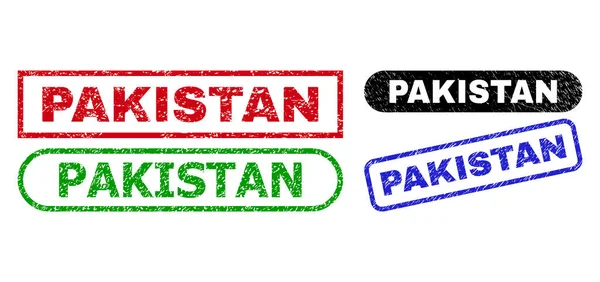 PAKISTAN Rectangle Stamp Seals with Unclean Style — Stock Vector