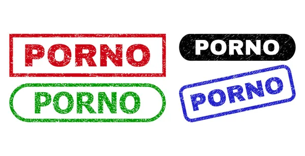 Водяные знаки прямоугольника PORNO с использованием нечистой текстуры — стоковый вектор