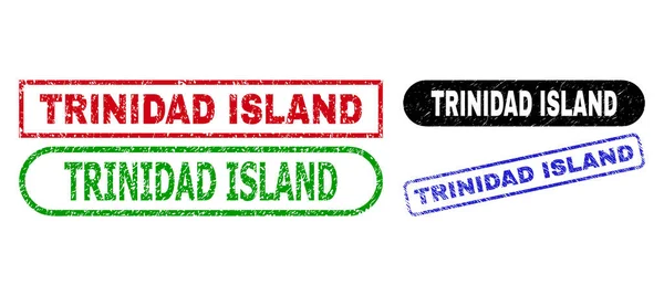 TRINIDAD ISLAND Obdélníkové známky s nečistým povrchem — Stockový vektor