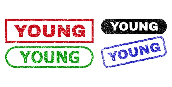 YOUNG Téglalap Vízjelek Grunge textúrával — Stock Vector