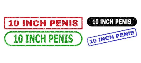 10 INCH PENIS Rectangle Seals Using Unclean Texture — Stockvektor