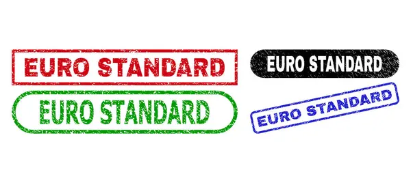 Carimbos de retângulo EURO STANDARD usando superfície Grunged —  Vetores de Stock