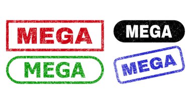 Grunge desenli MEGA Dikdörtgen Damga Mühürleri
